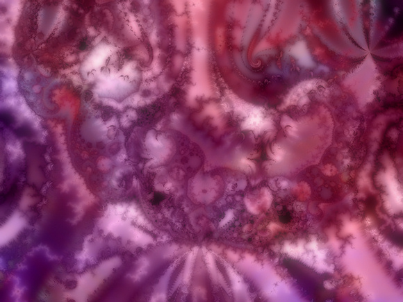 A chaotic mix of swirling, sparkling Xaos and Apophysis fractals in shades of pink, burgundy, purple, and lavender.